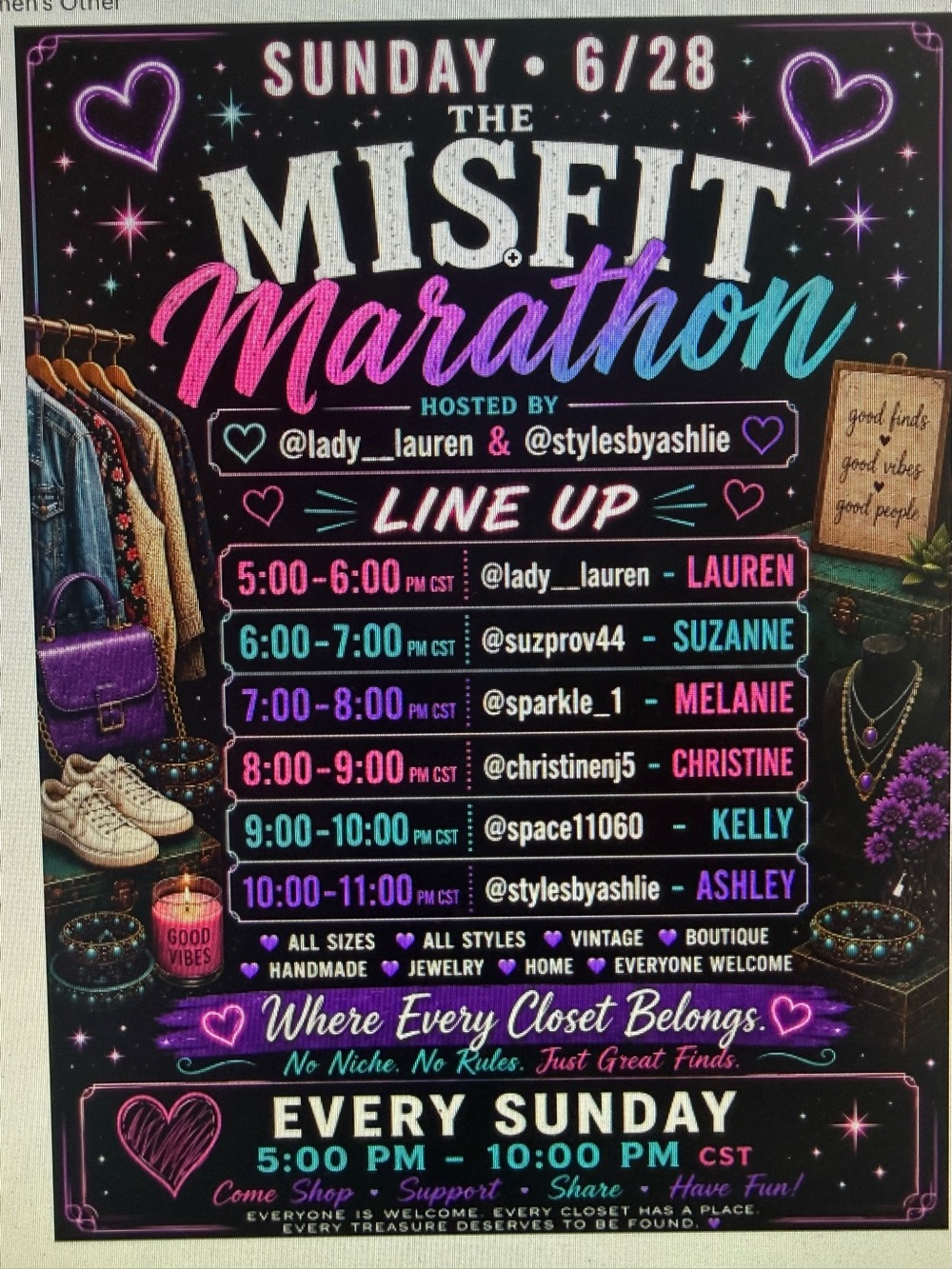 Sunday Misfit Marathon 
Hosted by
@lady_Lauren & @stylesbyashlie